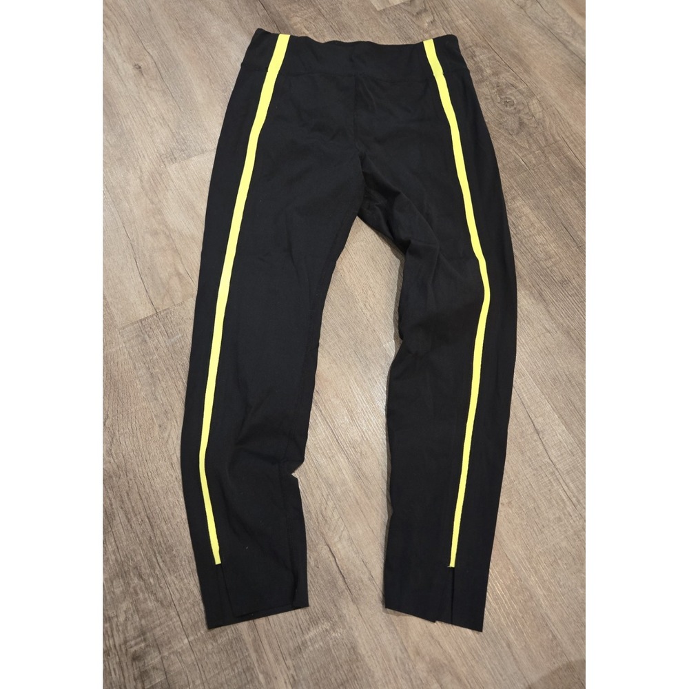 Zyia Black Neon Tape Luxe Hi-Rise Leggings Yellow Size 8-10Stripe Ankle Exercise